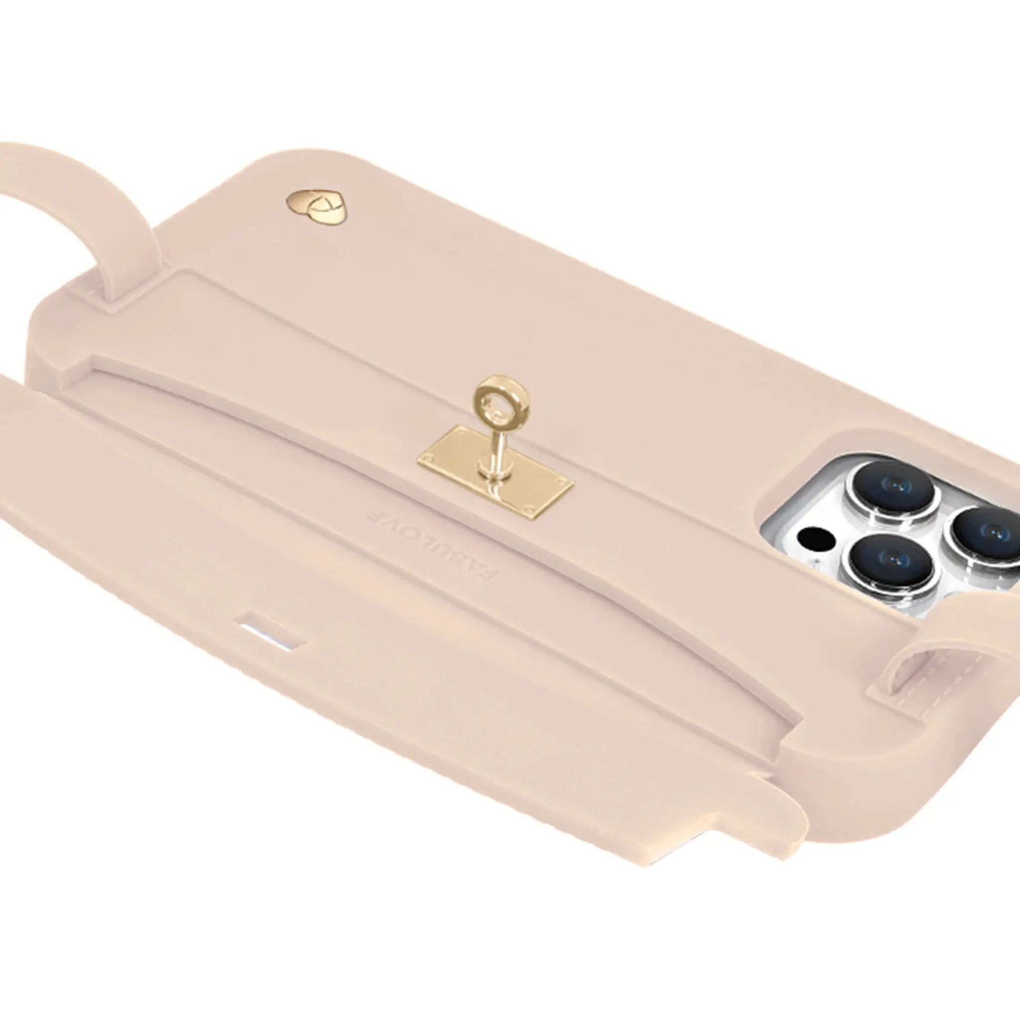Beige iPhone purse case with open card compartment