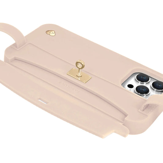 Recycled Silicone iPhone Purse Case with Card Compartment, Beige | LUMI