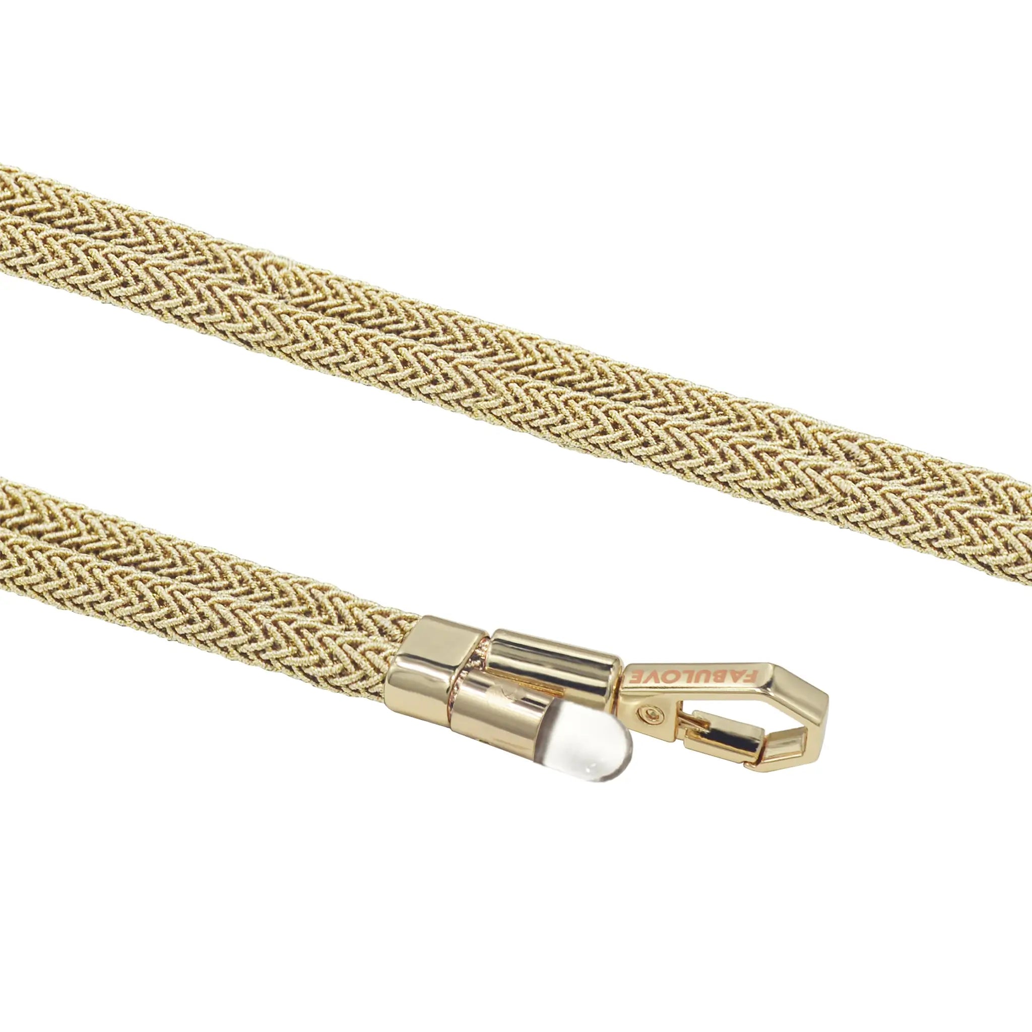 Macro texture of BlingBling golden Lurex metallic weave with Tiny Bulb