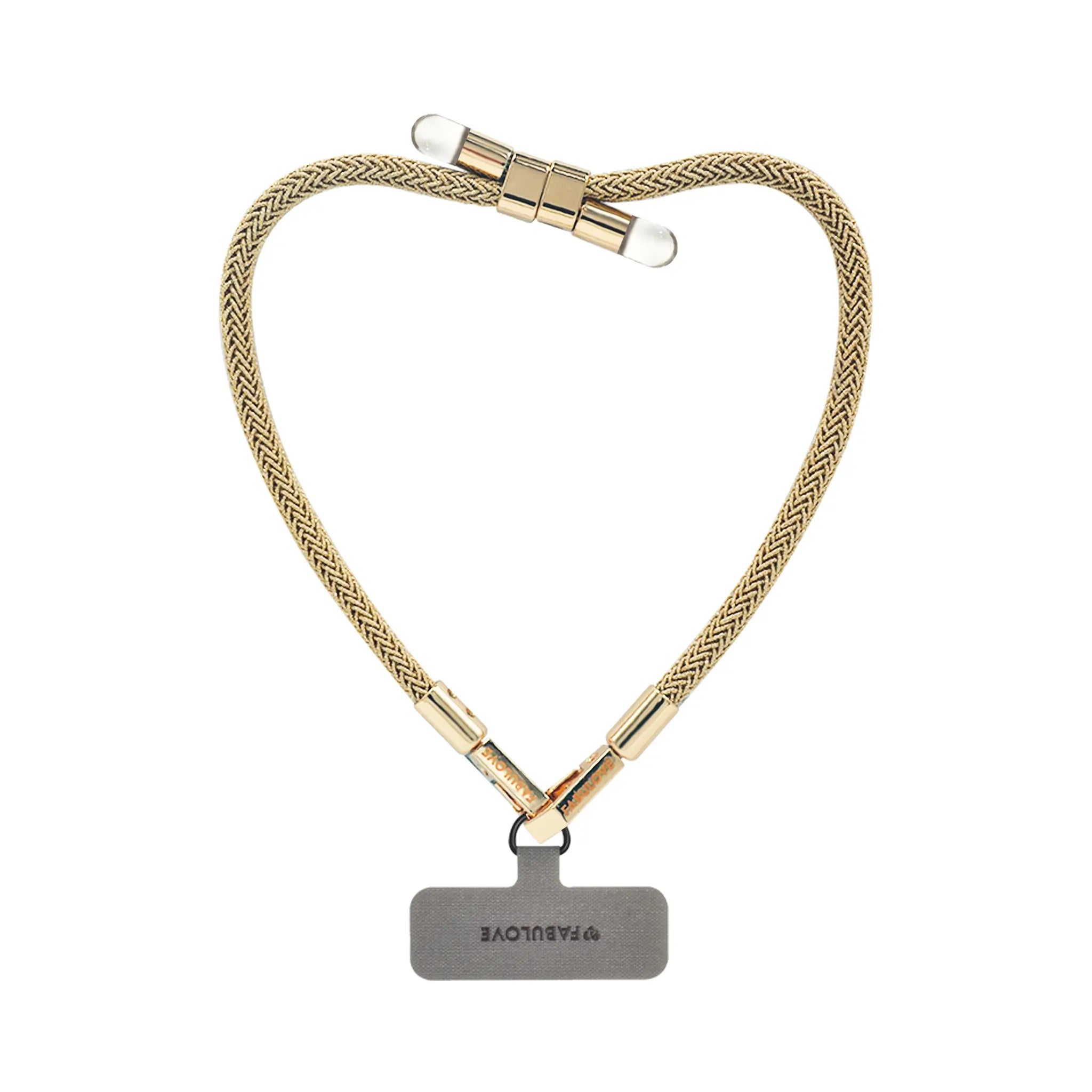 Golden metallic BlingBling wristlet strap showcased with Tiny Bulb