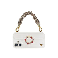 Crystal strap attached to FABULOVE phone case ears