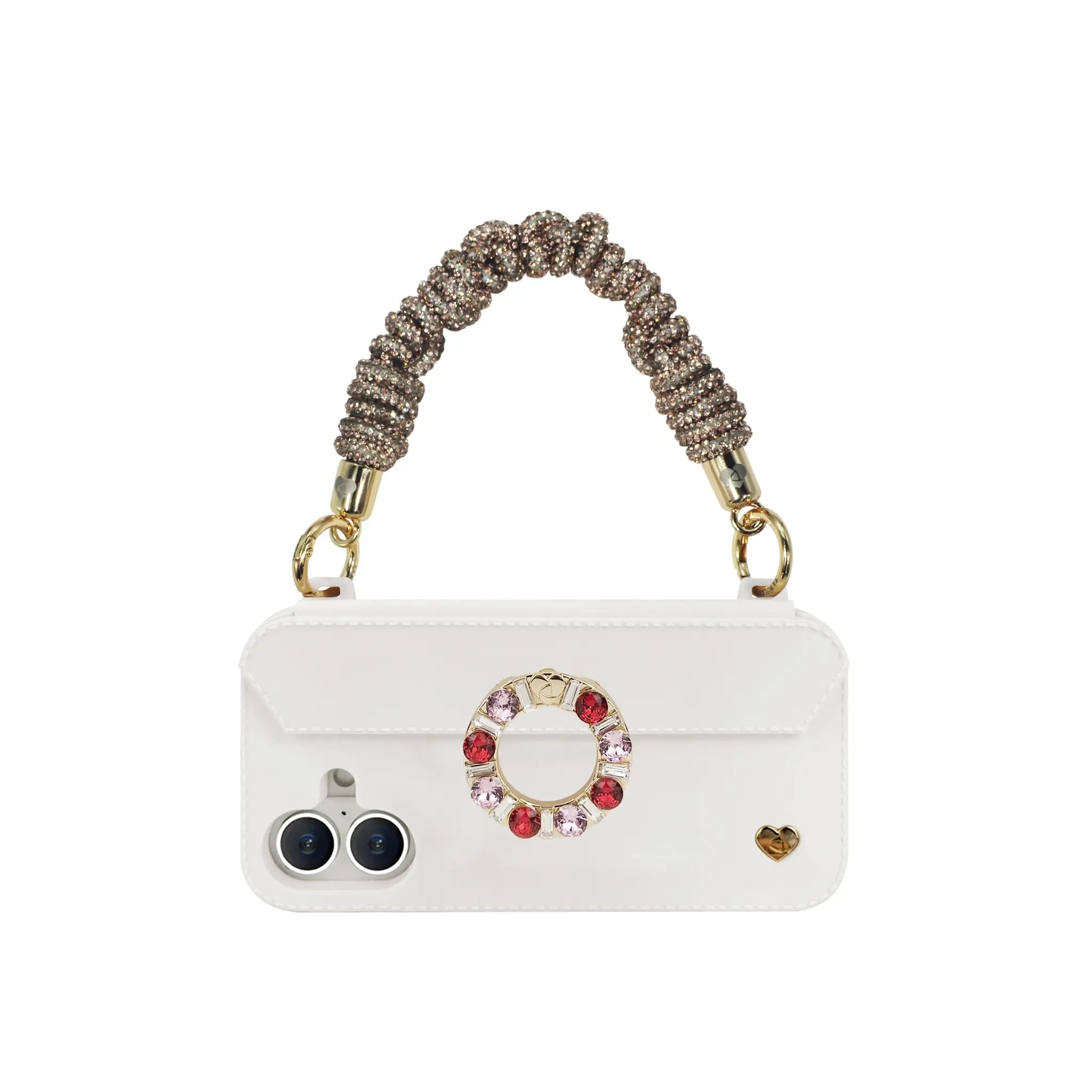 Crystal strap attached to FABULOVE phone case ears