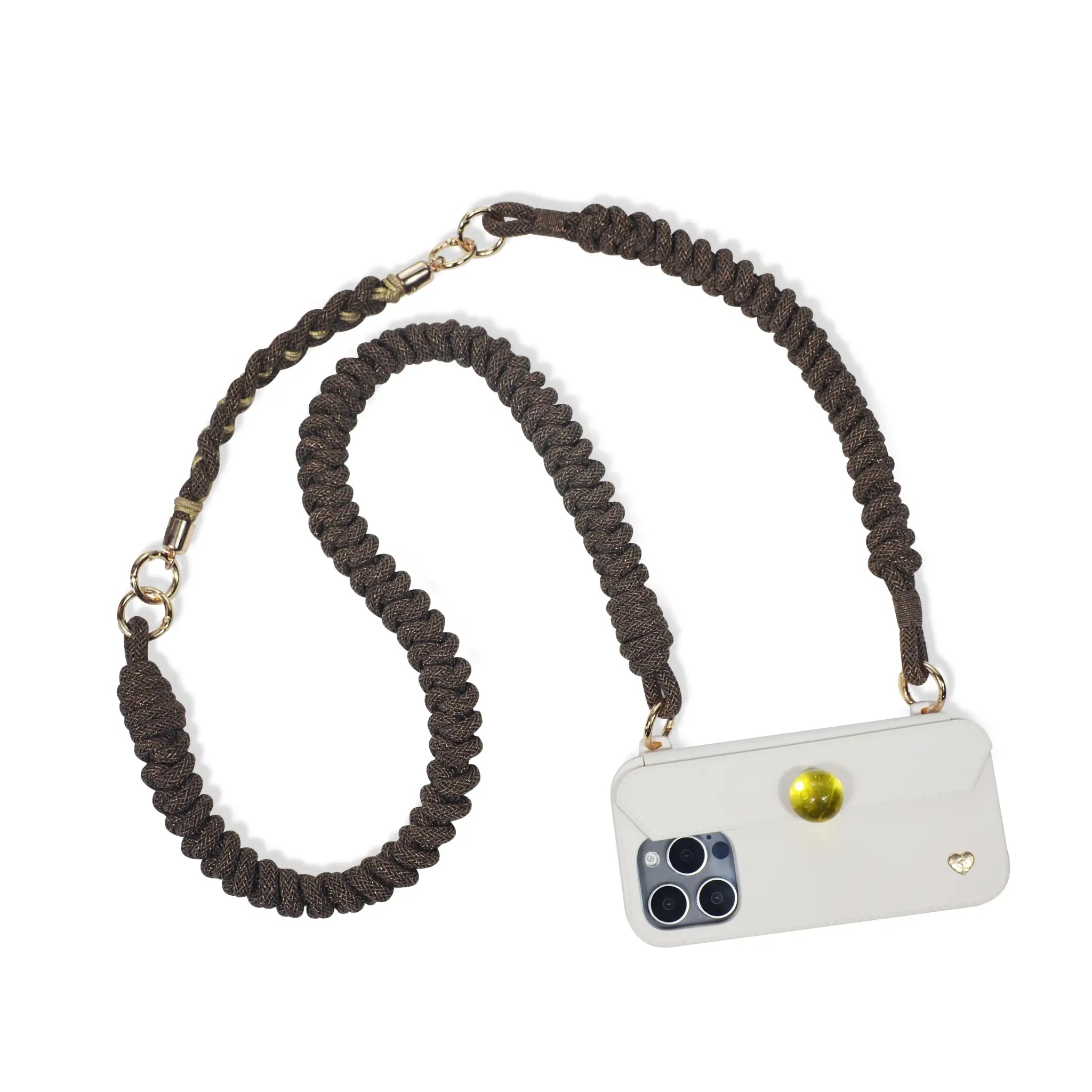 Caramel brown strap system fully mounted on FABULOVE case