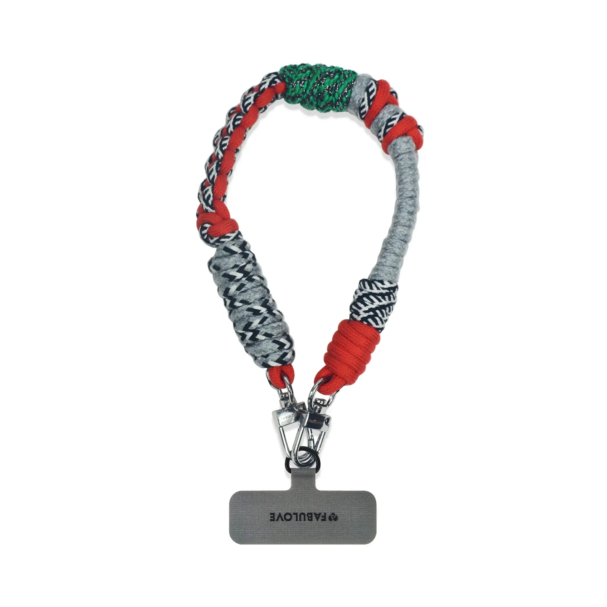 Lyra wristlet in hand-braided TENCEL™ hanging with strap card ends