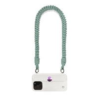 Mint green shoulder strap converting phone into hands-free bag accessory