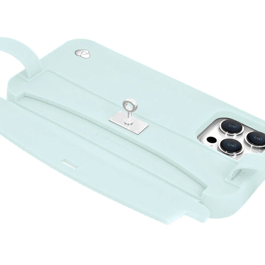 Recycled Silicone iPhone Purse Case with Card Compartment, Mint | LUMI