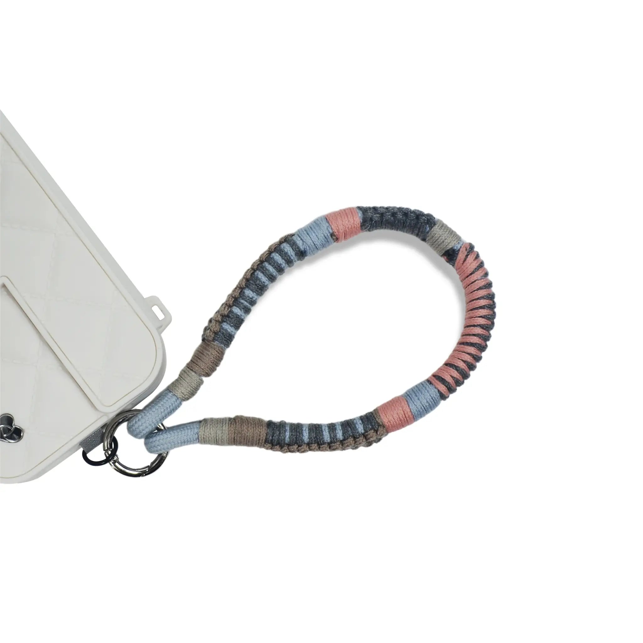 Charging port mounting method with Mist Concerto hand-braided wristlet via strap card