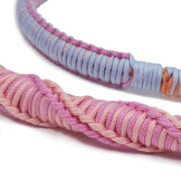 Hand-braided texture detail of long TENCEL™ shoulder strap in Pastel Dream