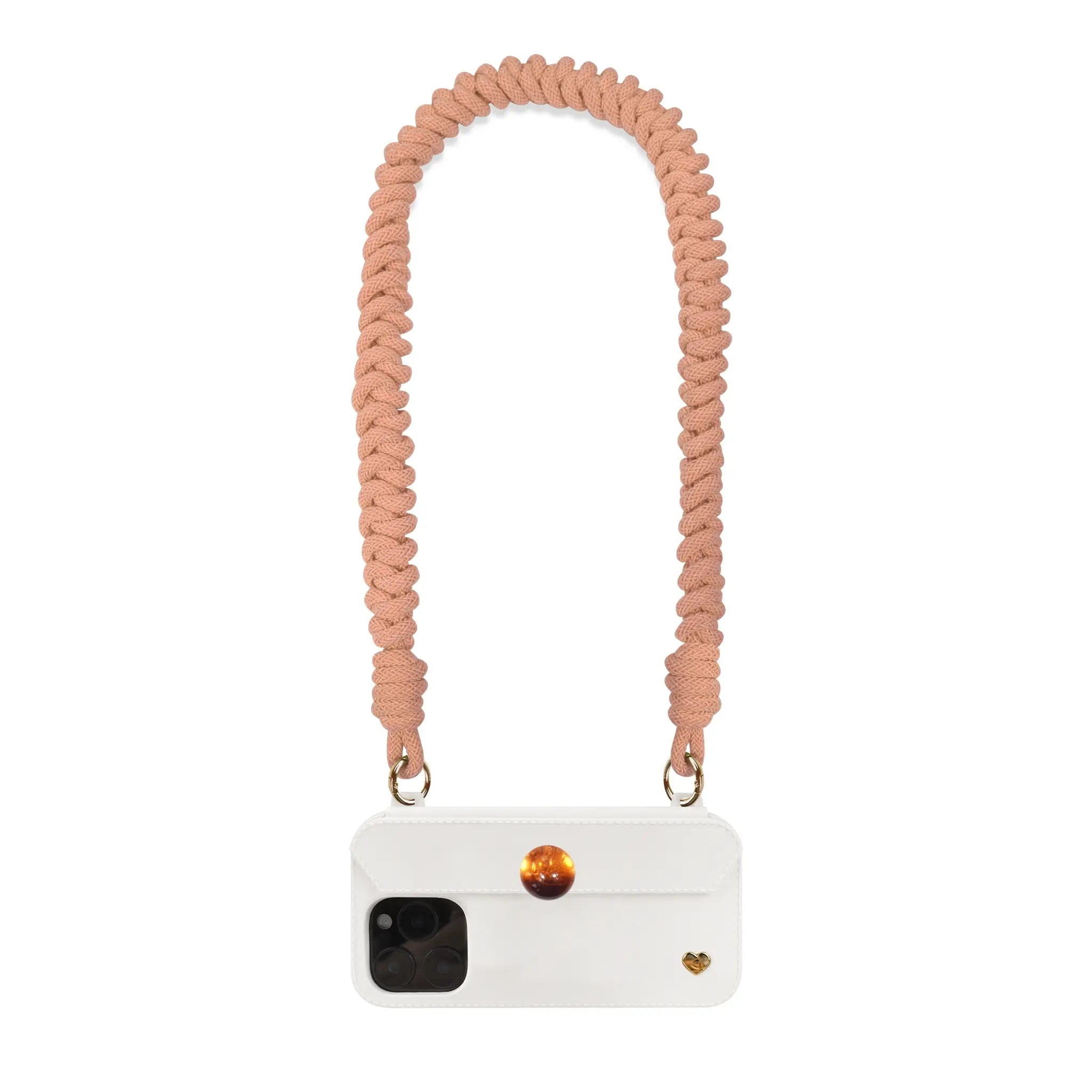 Peach orange shoulder strap converting phone into bag accessory