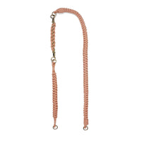 Vibrant peach orange straps in unlocked state - configure as shoulder strap, wristlet or pouch charm