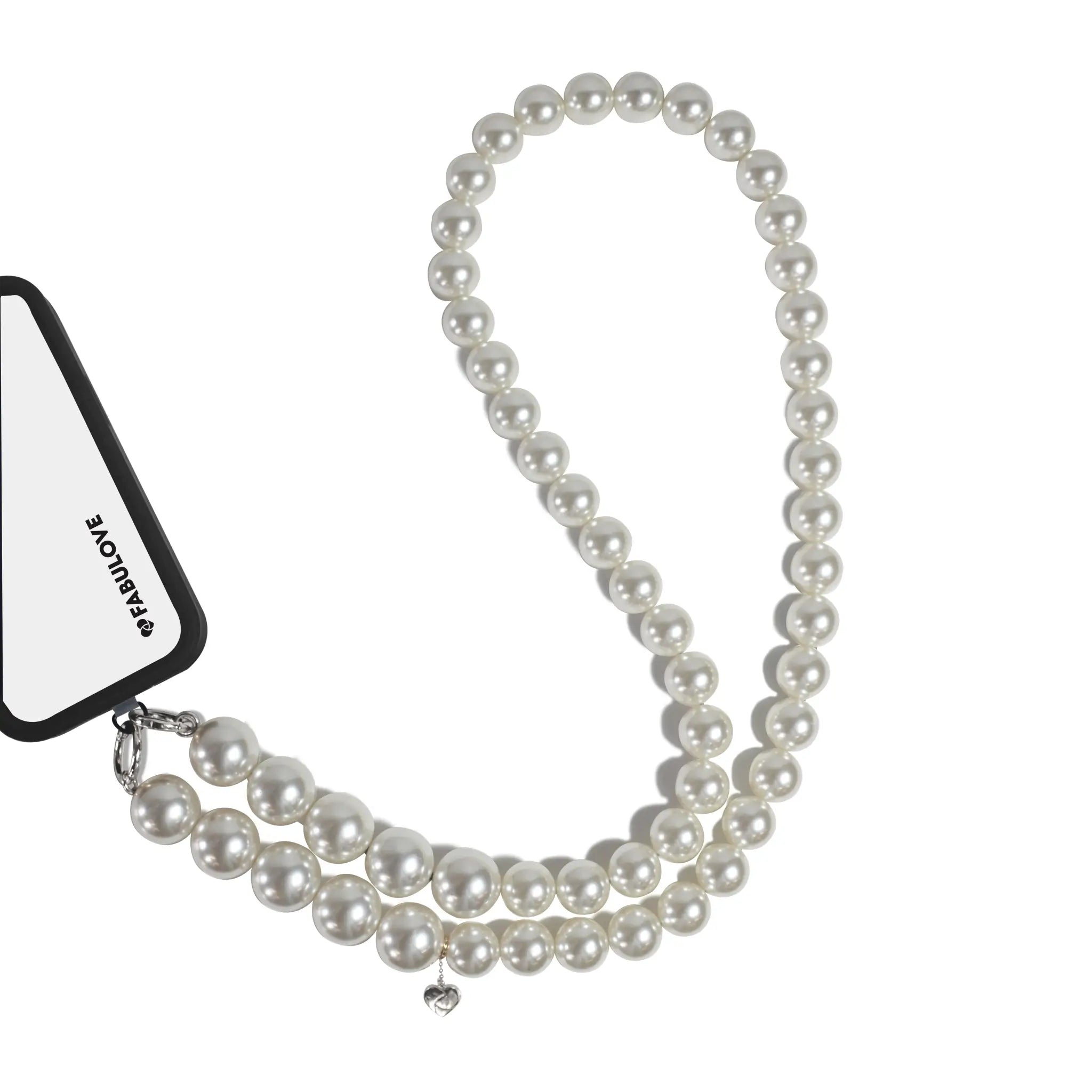 Pearl rope connected to phone case using strap card, suitable for bag or crossbody use