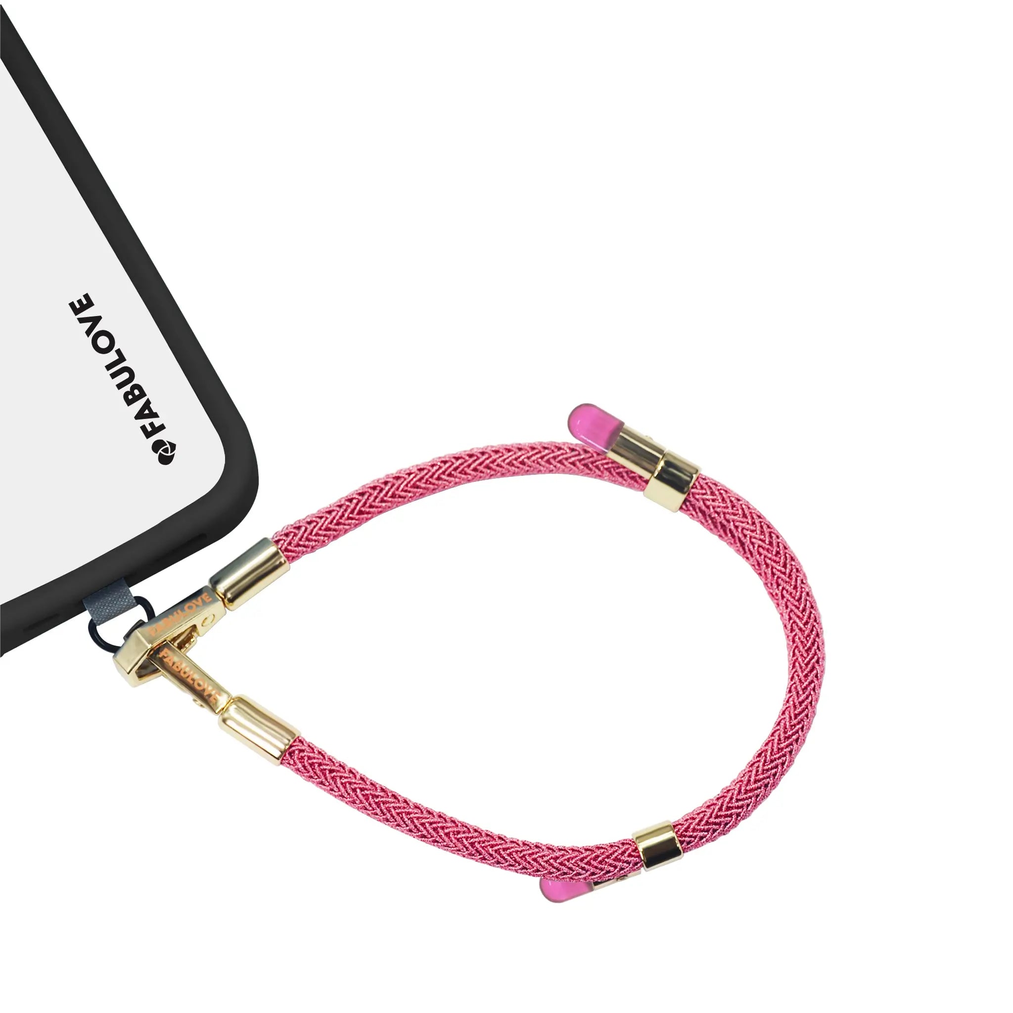 Adjustable Scarlet phone strap at iPhone charging port