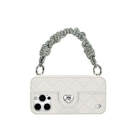 Crystal strap connecting phone case ears securely as handle