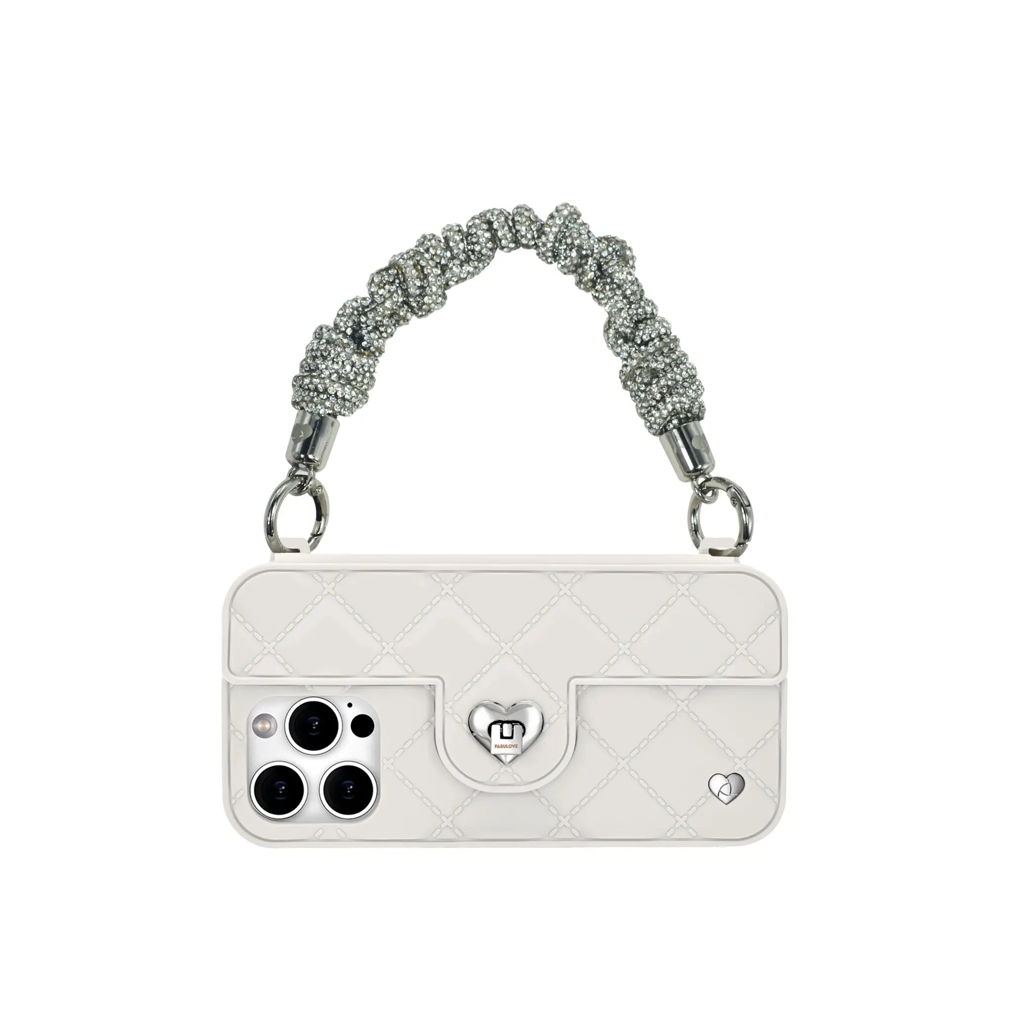 Crystal strap connecting phone case ears securely as handle