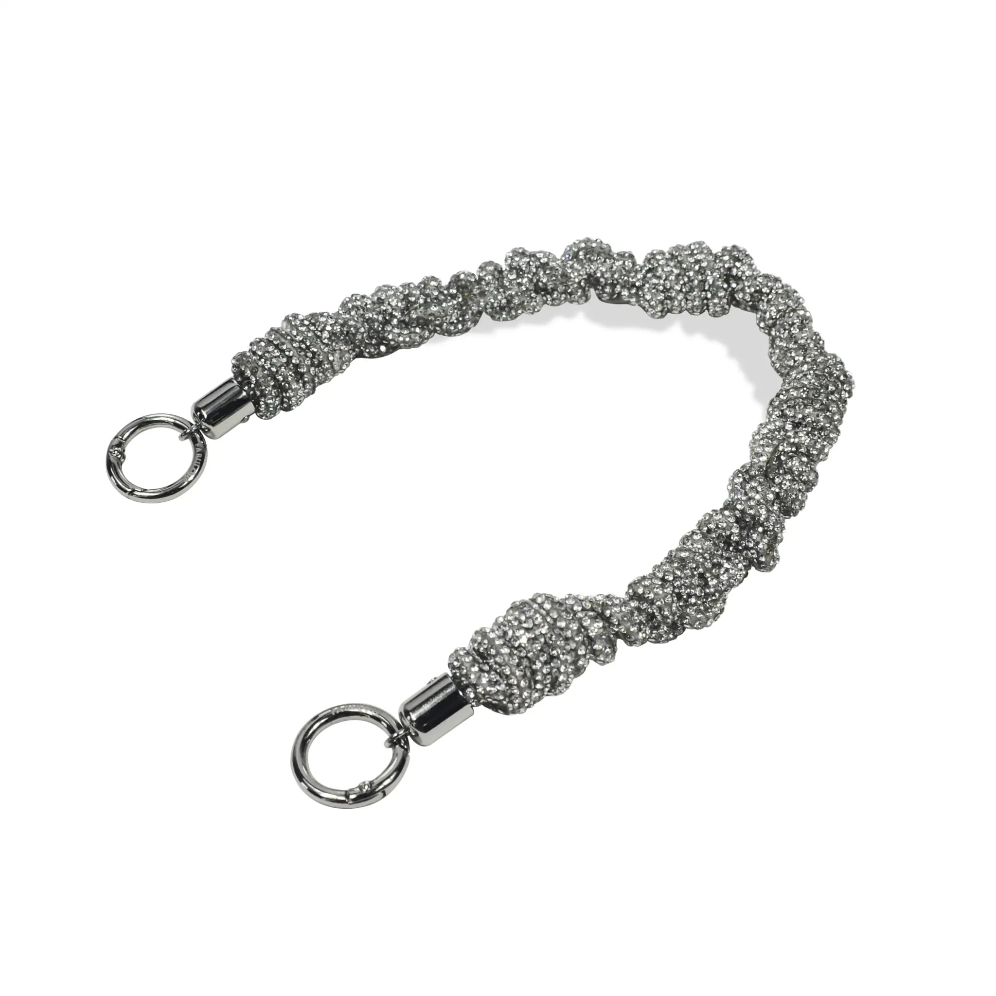 Silver clasp wrist strap with sparkling crystals
