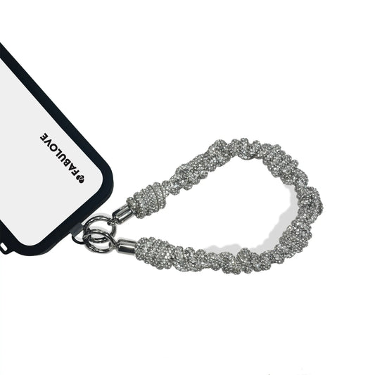 Hand-Braided Crystal Wrislet Strap - Silver
