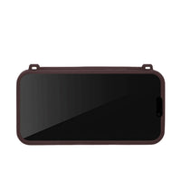 Low-profile chocolate case on iPhone 15