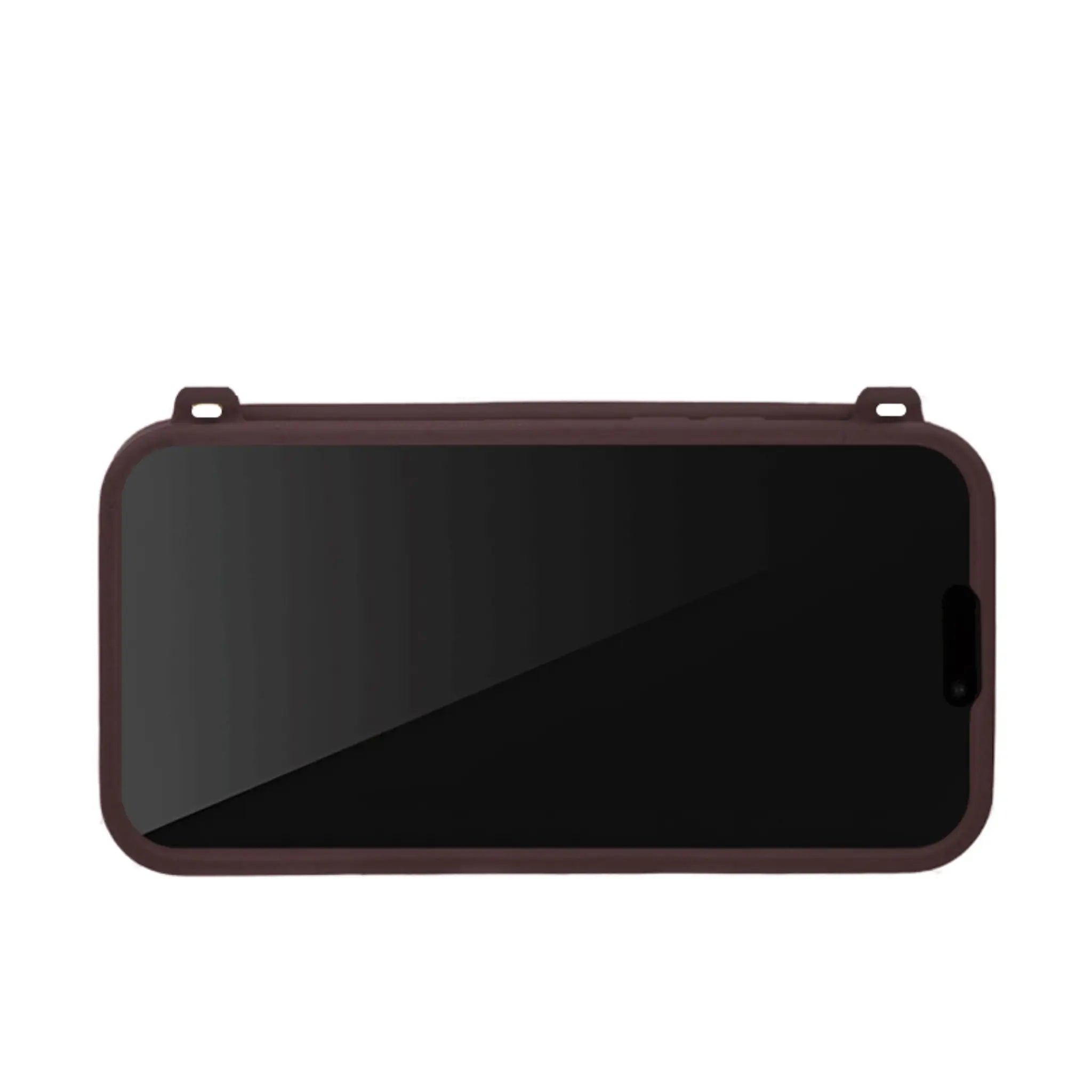 Low-profile chocolate case on iPhone 15