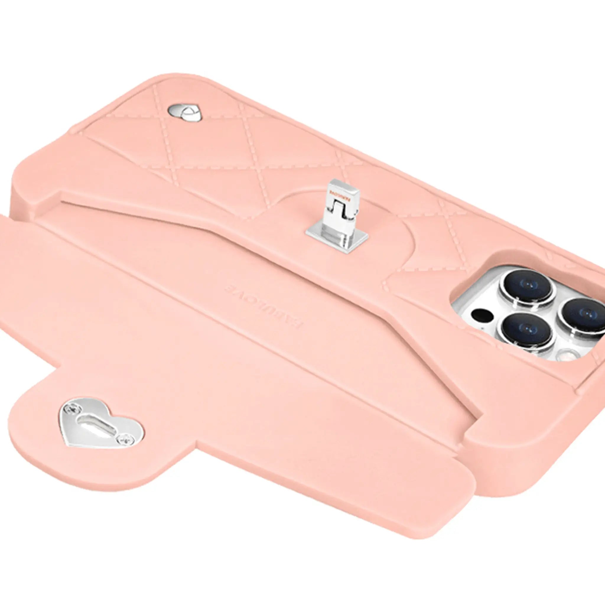 Coin storage in pink iPhone wallet case