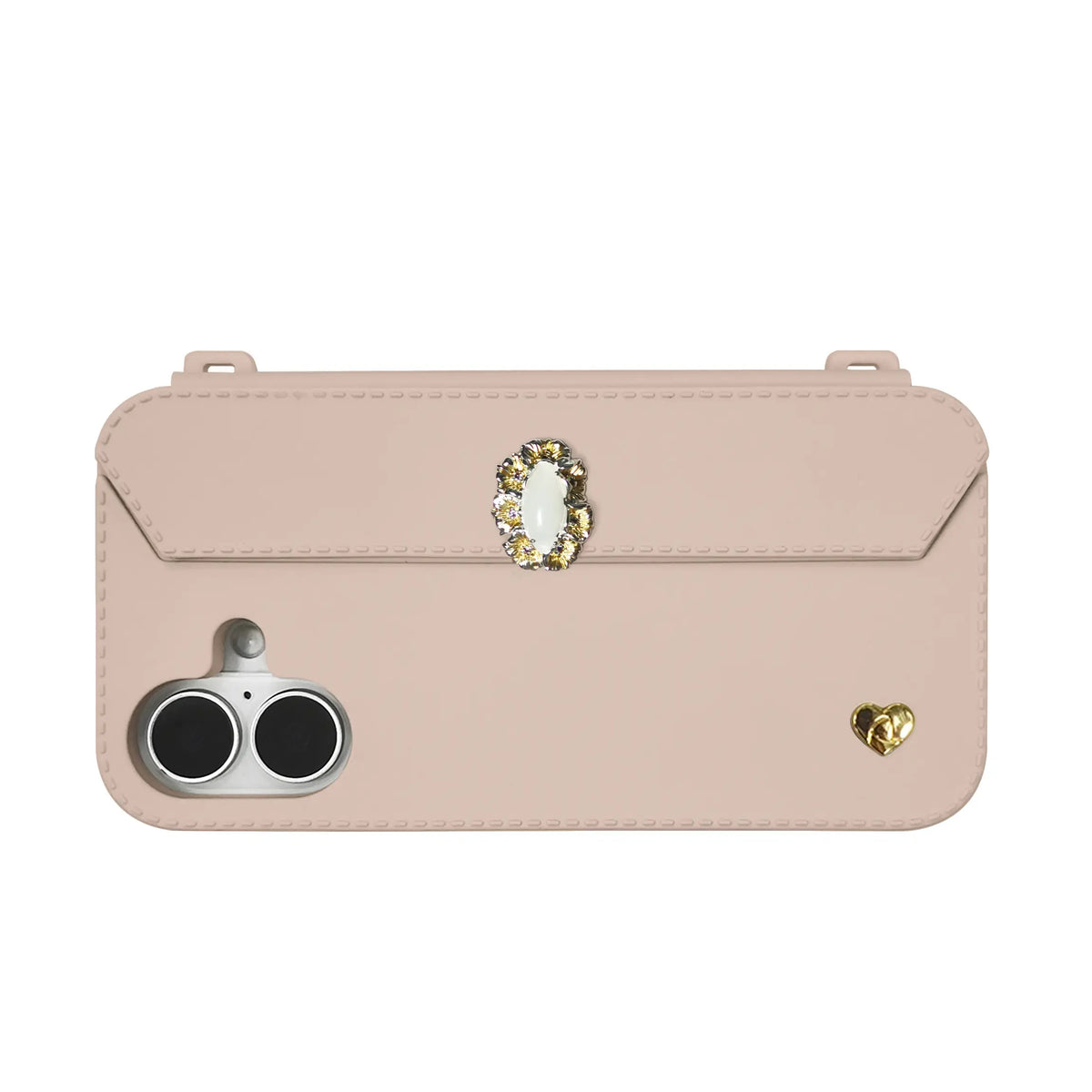 Valentine's Day Special Offer:  iPhone 16 Purse Case with Case Jewel Floral Pearl Oval - Nude | Stylebase
