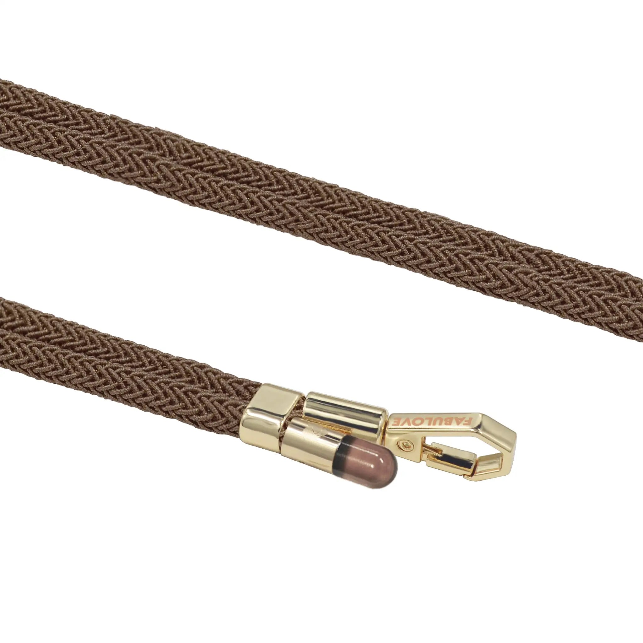 Adjustable Lurex Wristlet With Tiny Bulb - Caramel Brown