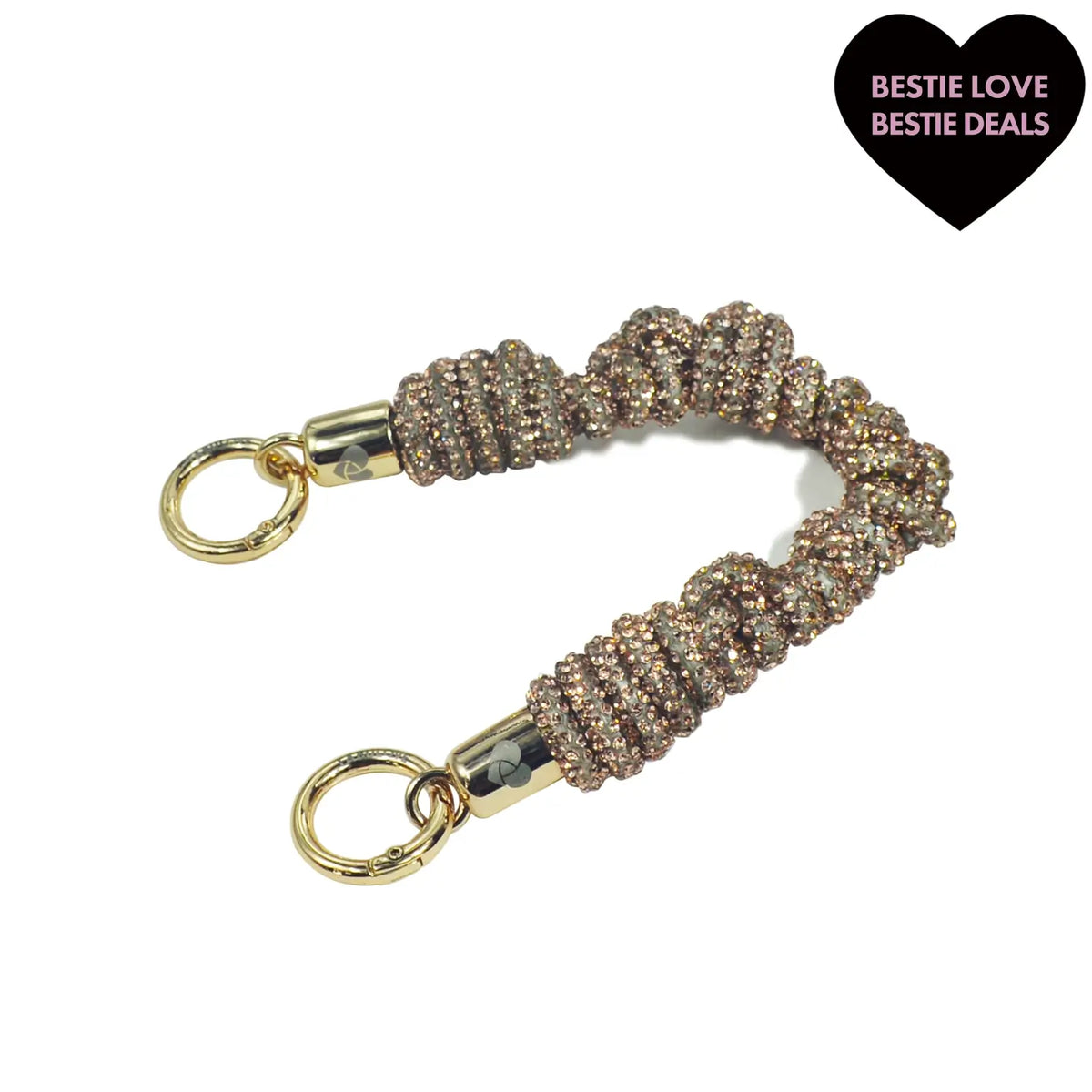 Hand-Braided Crystal Handle Strap - Rose Golden