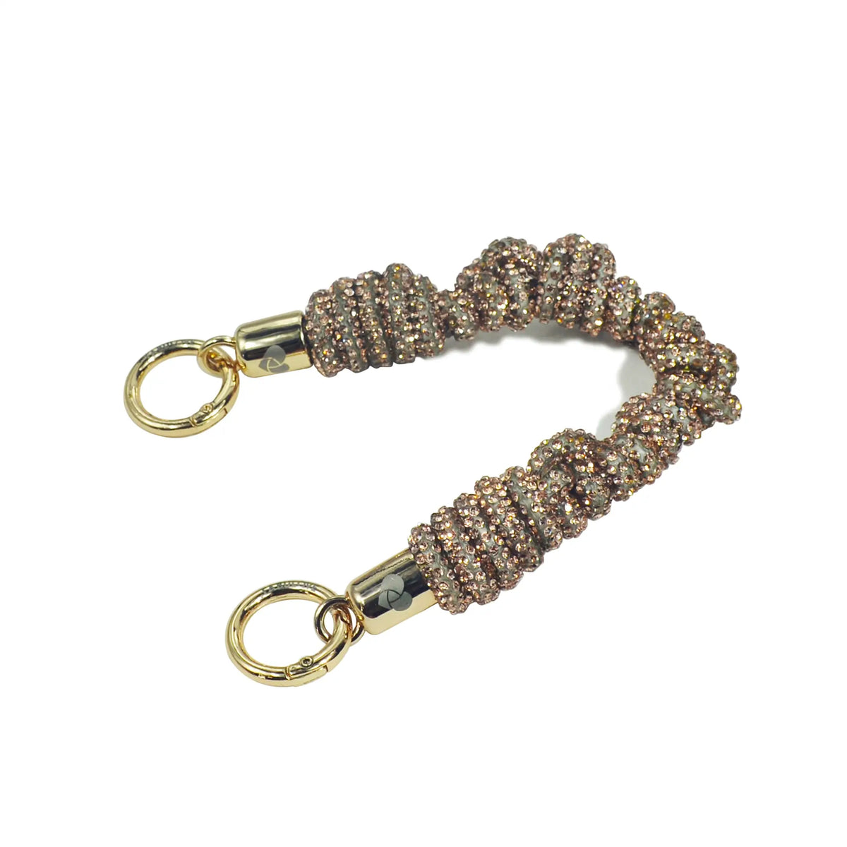 Hand-Braided Crystal Handle Strap - Rose Golden