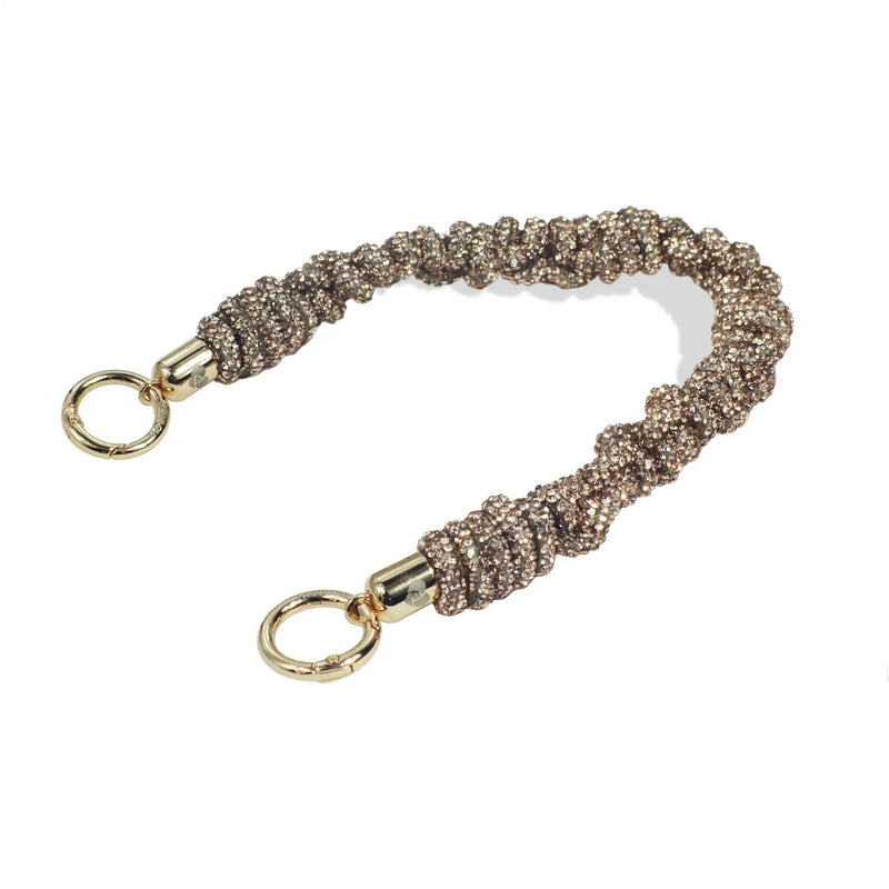 Golden clasp crystal wristlet strap for phones and bags