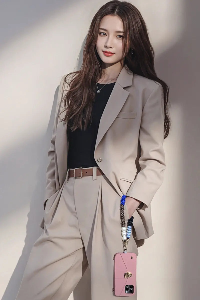 Office lady with Hades TENCEEL™ wristlet dangling Burlwood purse case. DISCOVER STRAPS THAT INSPIRE.