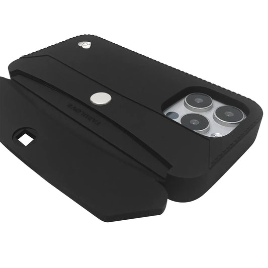 iPhone 16 Purse Case with Silver Accents - Black | Stylebase