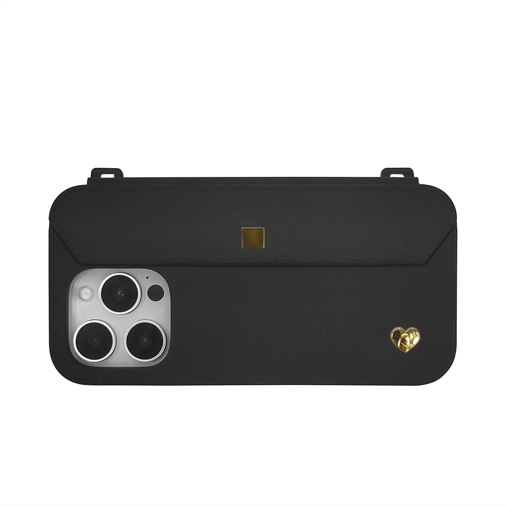 iPhone 16 Purse Case with Golden Accents - Black | Stylebase