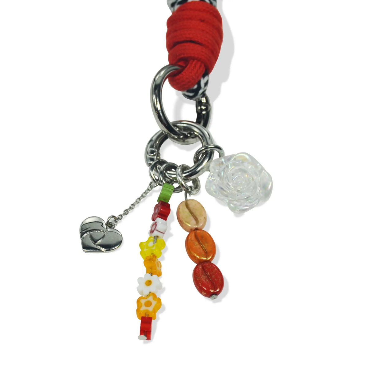 Detail shot of clasp and charm elements on Lyra handle