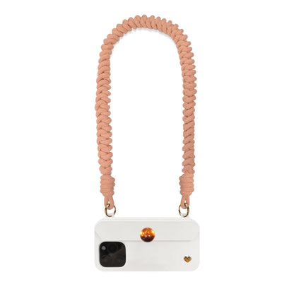 Hand-Braided Flexi Strap – Shoulder/Wristlet/Handle Set- Peach Orange