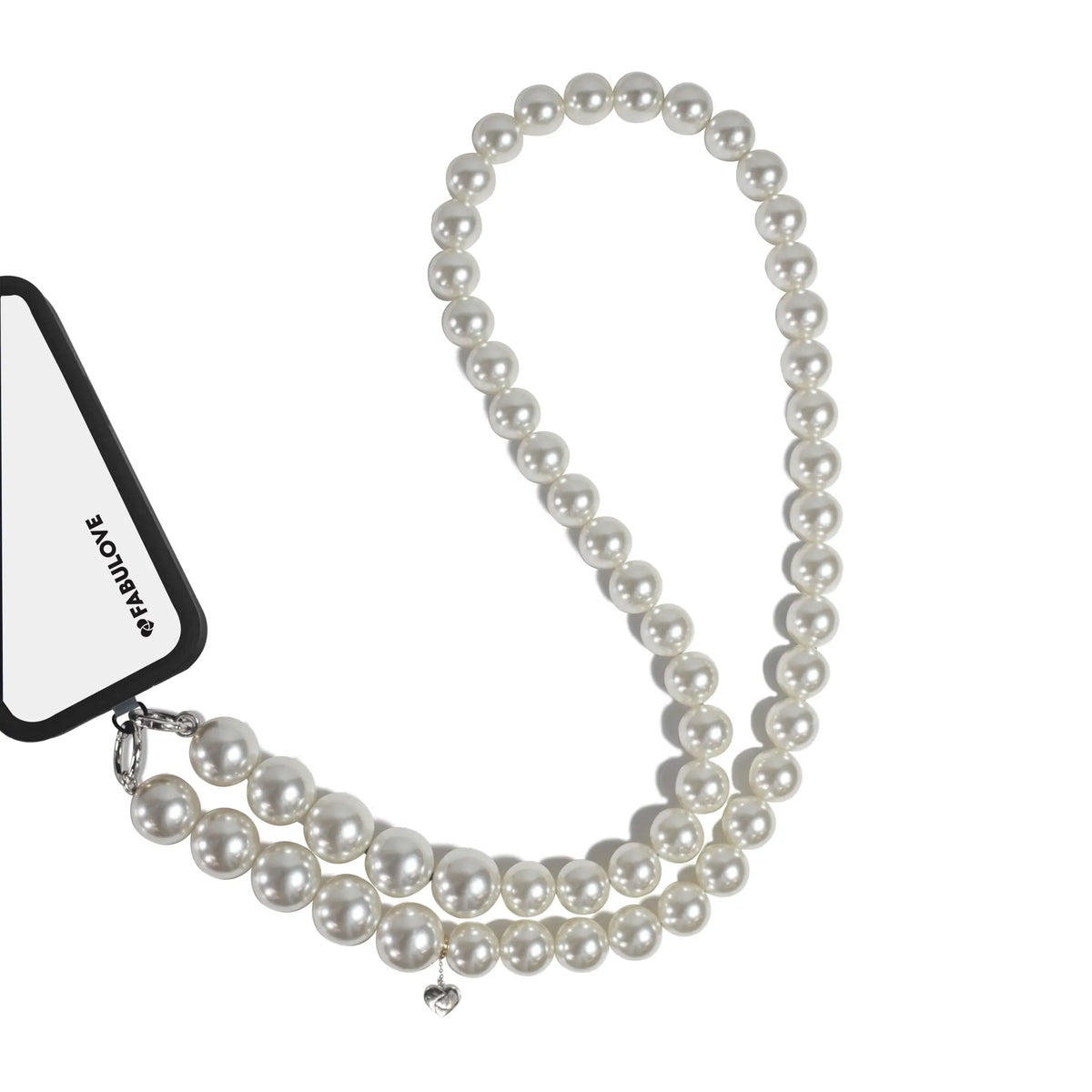 Pearl rope connected to phone case using strap card, suitable for bag or crossbody use