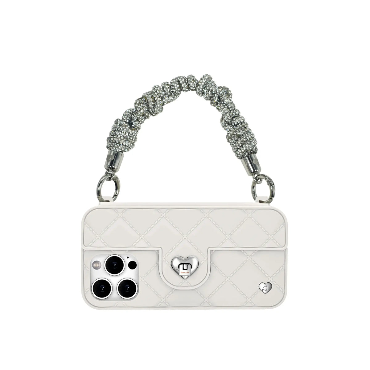 Hand-Braided Crystal Handle Strap - Silver