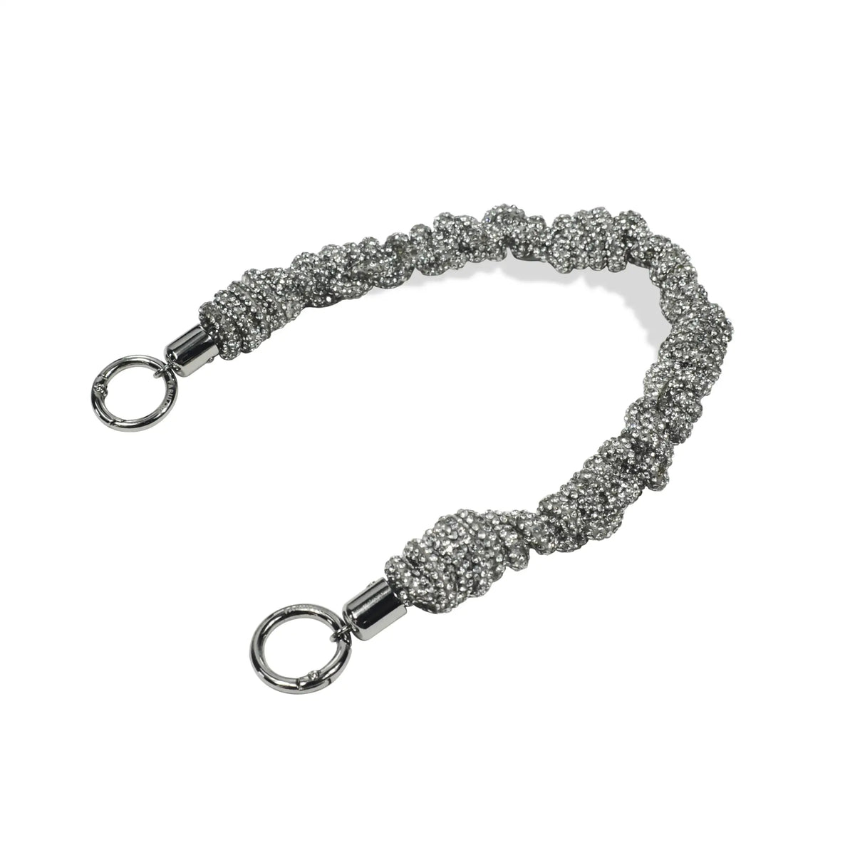 Hand-Braided Crystal Wrislet Strap - Silver