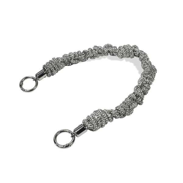 Hand-Braided Crystal Wrislet Strap - Silver