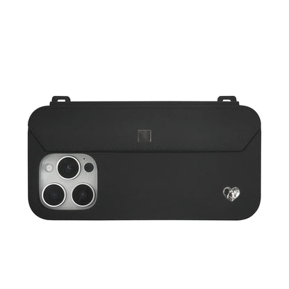 iPhone 16 Purse Case with Silver Accents - Black | Stylebase