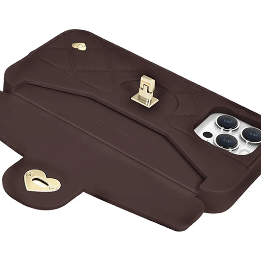 Purse Case: Card Compartment, iPhone 13-15, Chocalate | SOL