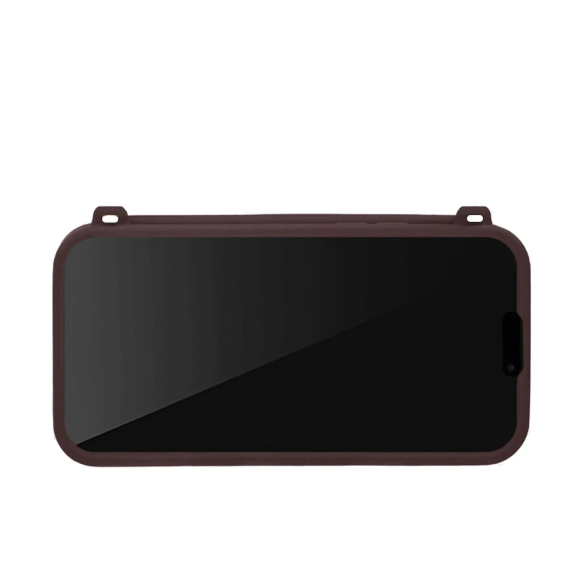 Low-profile chocolate case on iPhone 15