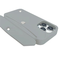 How the convenient mini wallet looks when open on the silver-trimmed Etoupe Grey case.